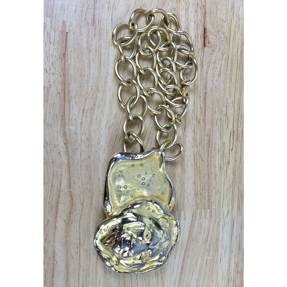 RARE Vintage Judith Leiber Gold Tone Lion Large Pendant Chunky Necklace - Picture 2 of 7